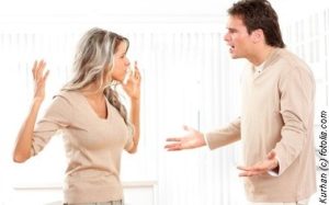 Angry couple at home.